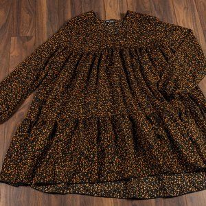 Brown & Black Speckled Dress Long Sleeves
